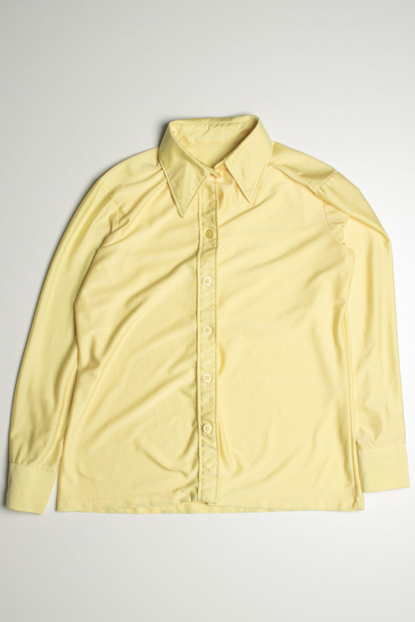 Vintage Shiny Yellow Button Up Shirt