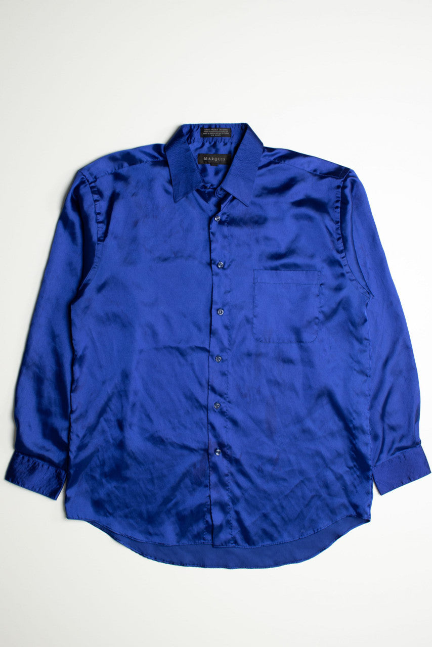 Vintage Shiny Blue Marquis Button Up Shirt
