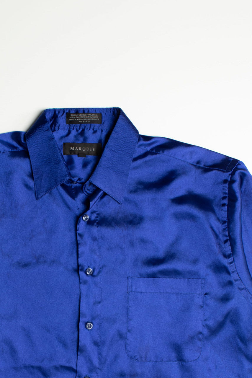 Vintage Shiny Blue Marquis Button Up Shirt