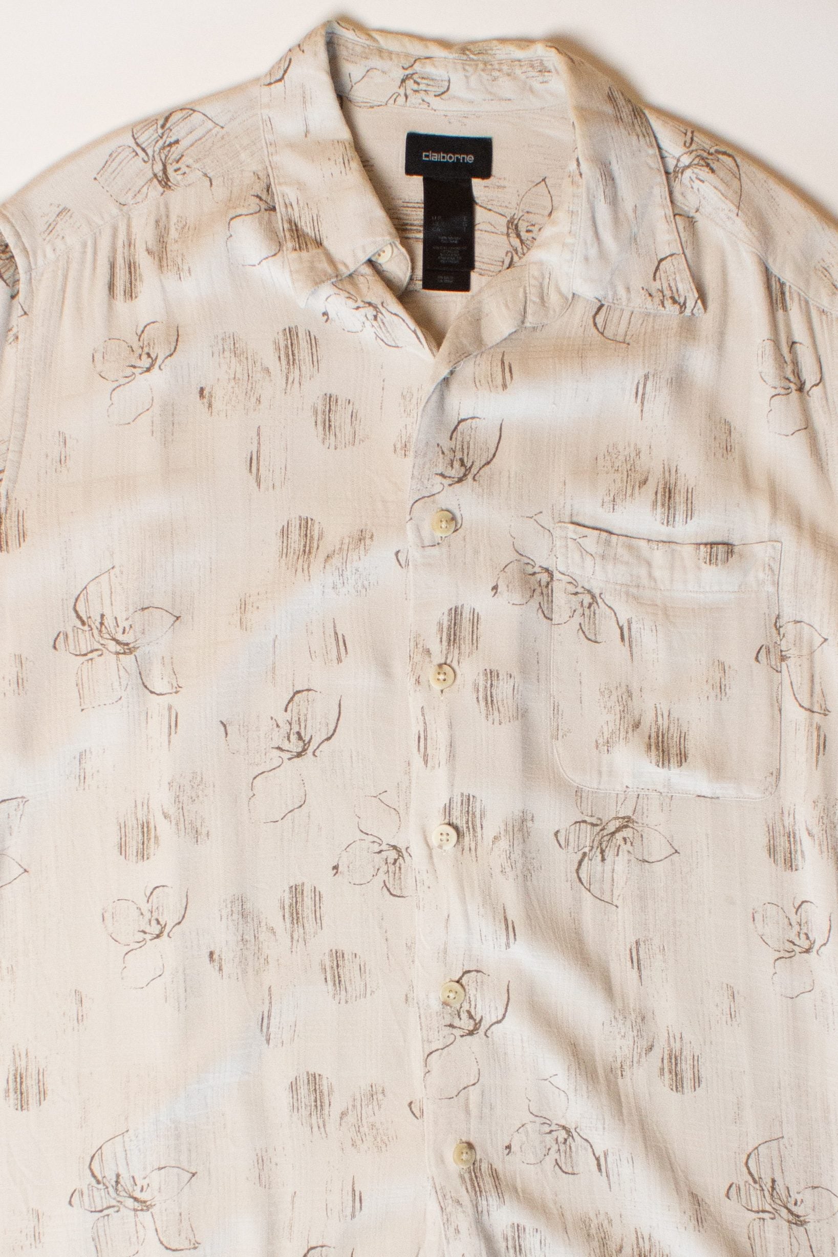 Vintage Beige Floral Button Up Shirt (2000s)