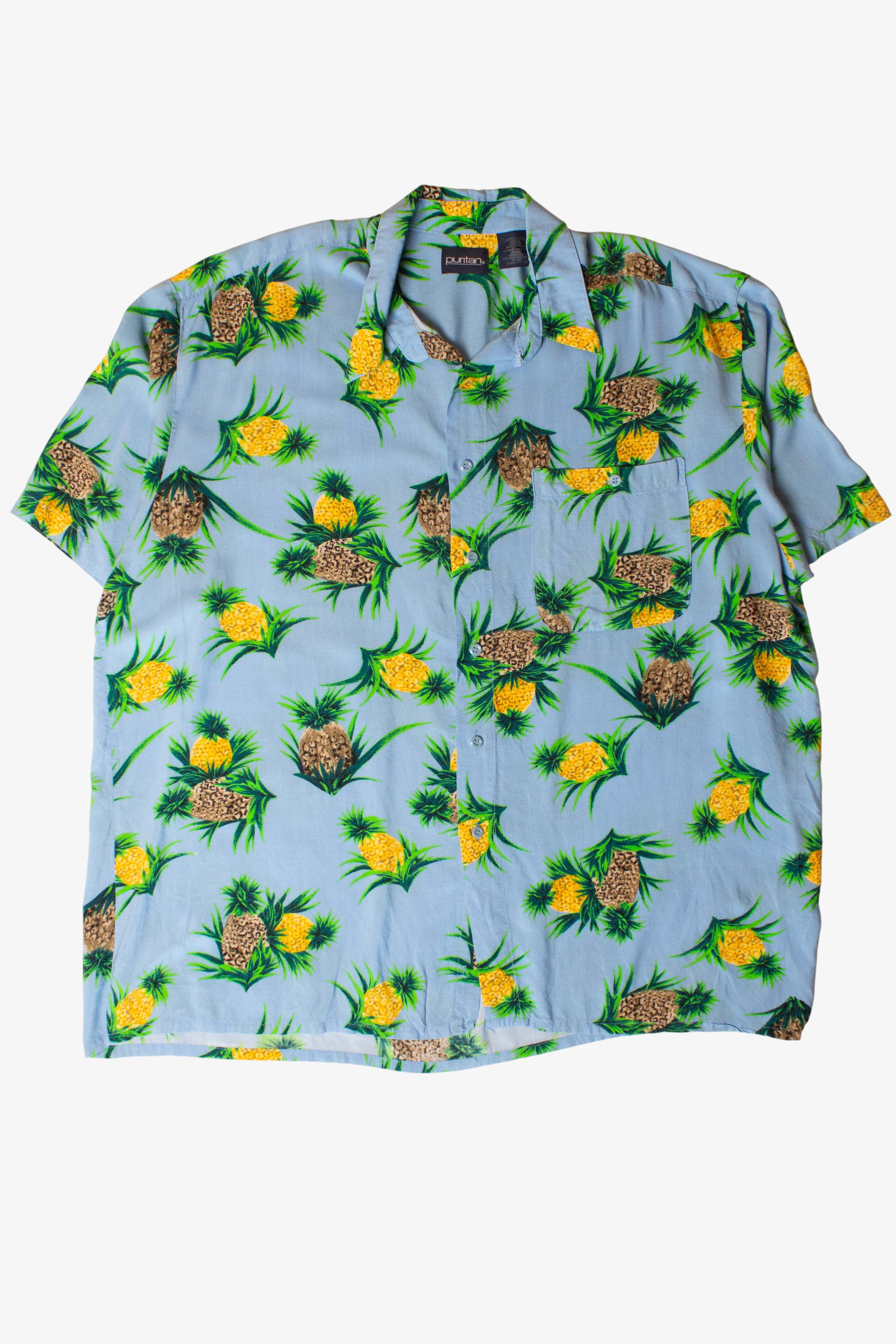 Vintage Blue Pineapples Button Up Shirt (2000s)
