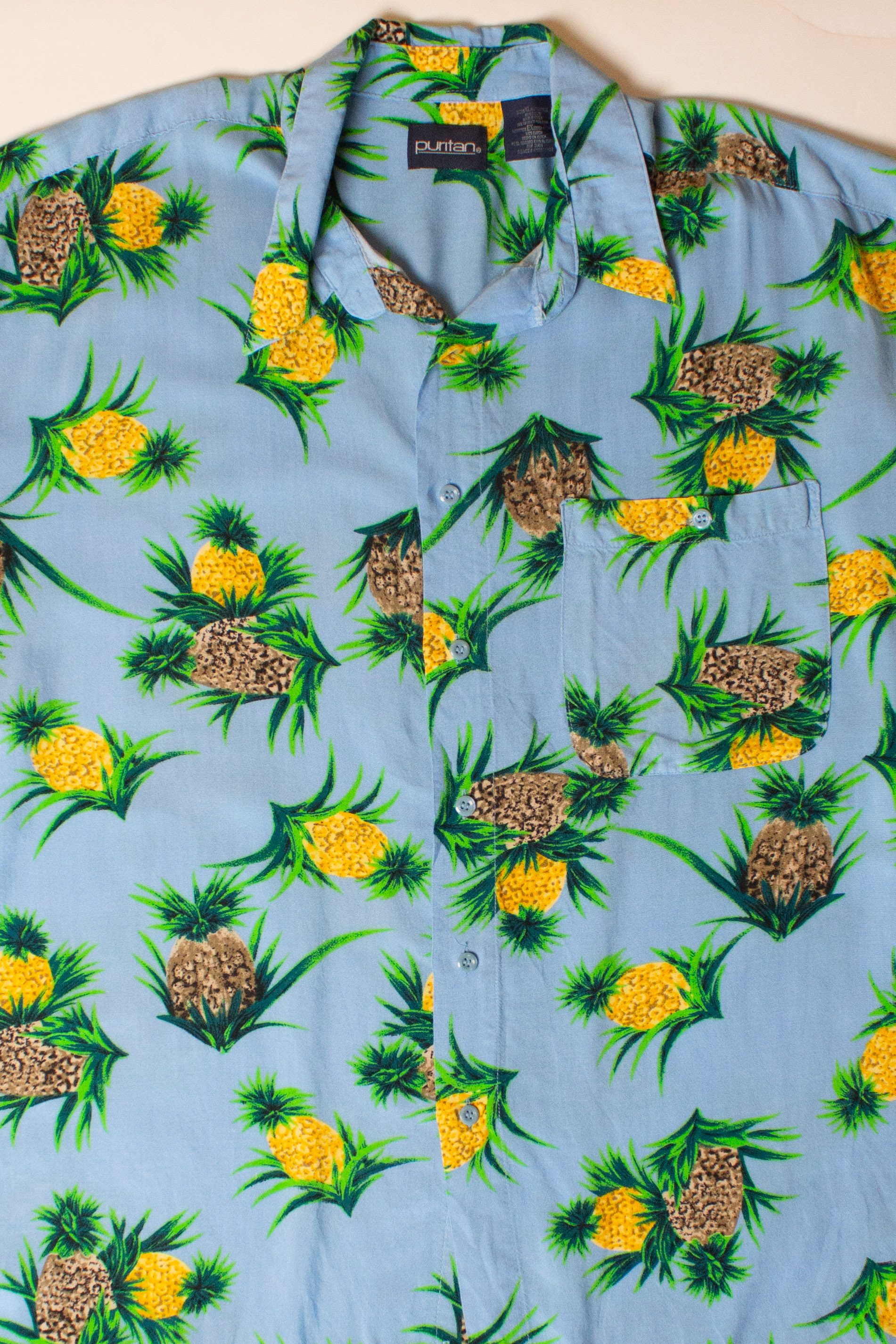 Vintage Blue Pineapples Button Up Shirt (2000s)