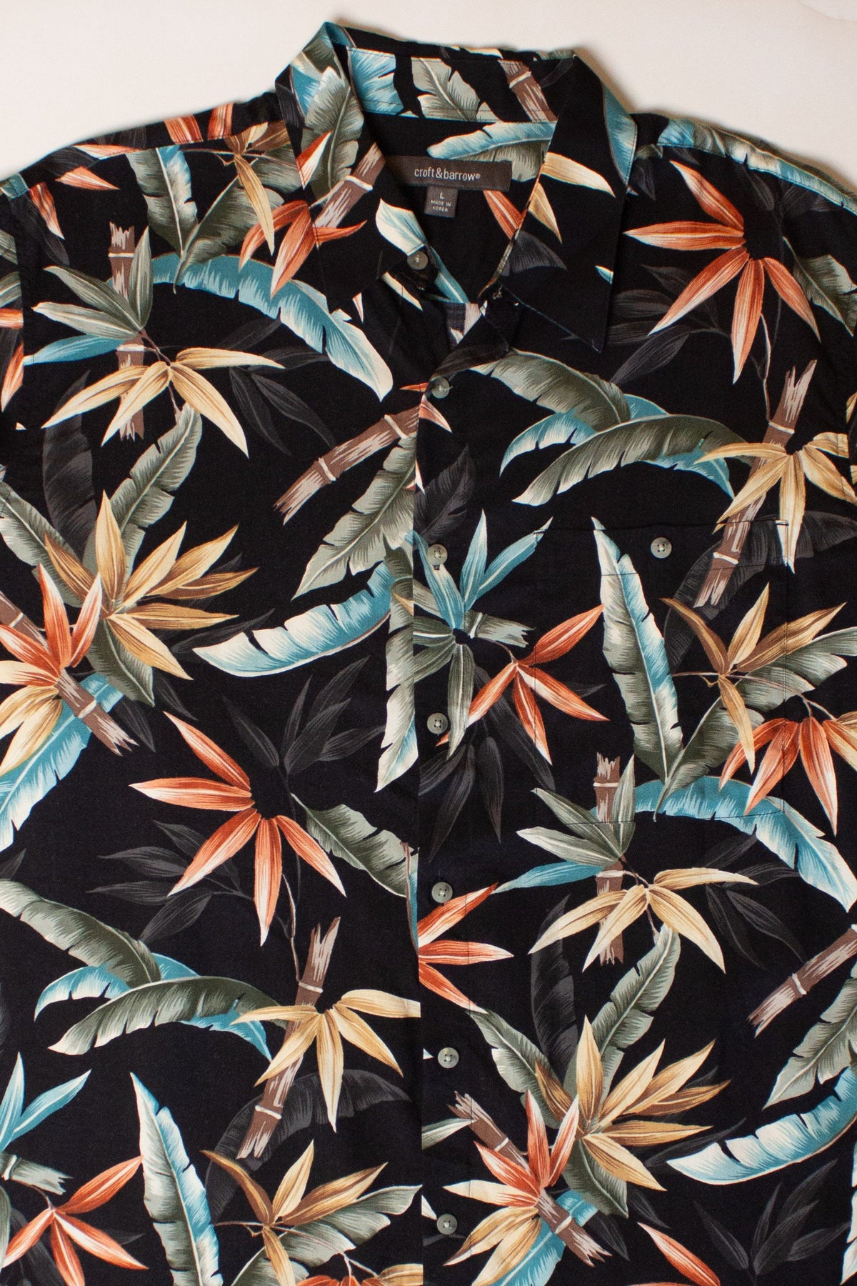 Black Multicolor Leaves Button Up Shirt (2000s)
