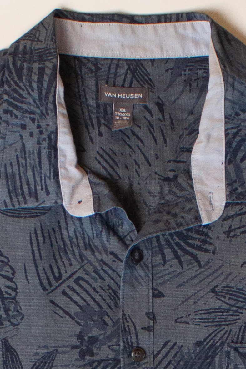 Blue Monochrome Palms Button Up Shirt (2000s)
