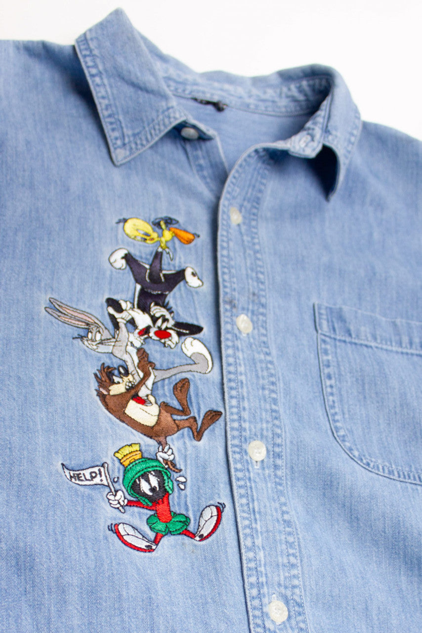 Vintage Looney Tunes 'Help!' Button Up Shirt
