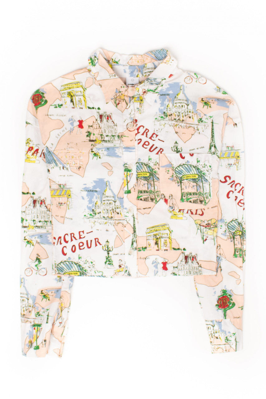 Cropped Paris Button Up Shirt