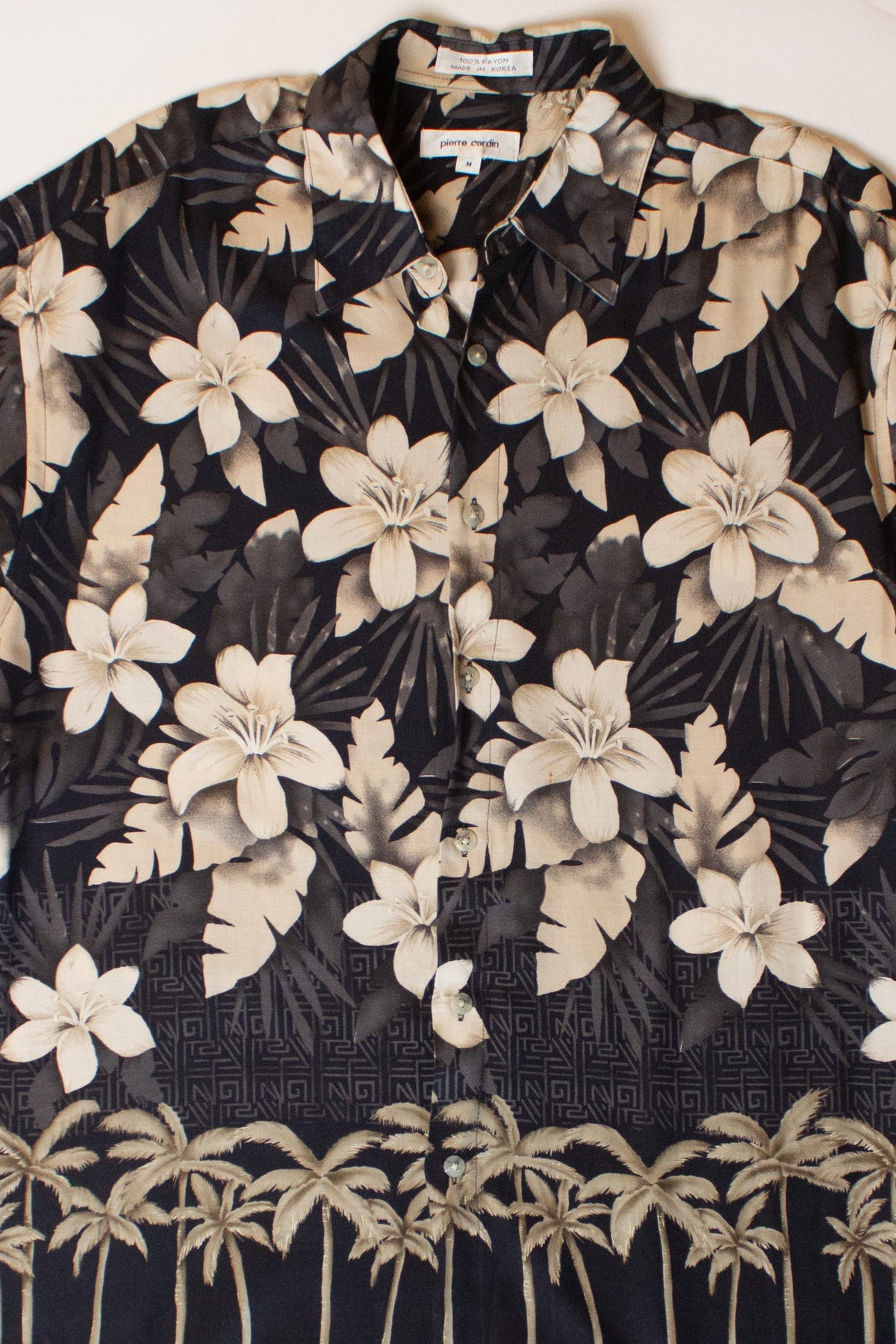 Vintage Black Hibiscus Button Up Shirt (1990s)