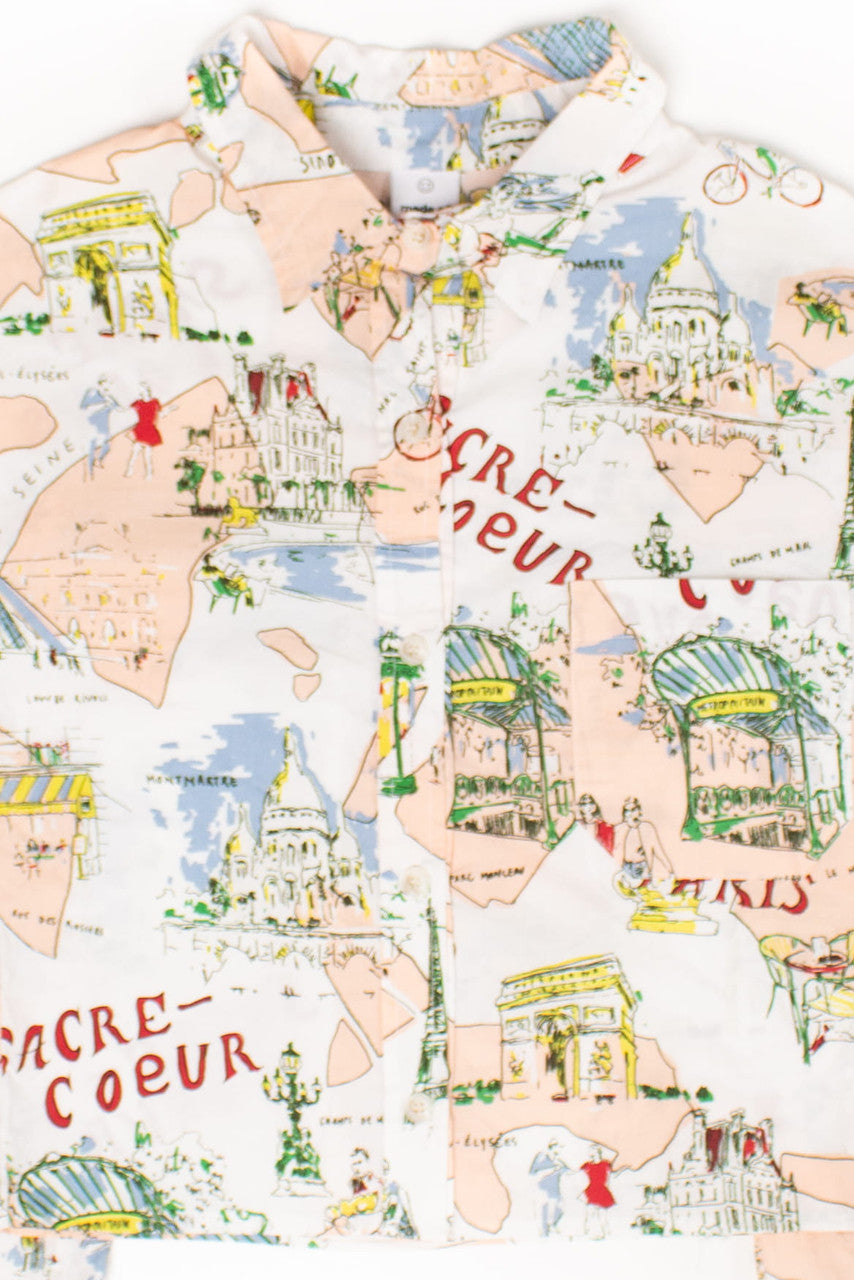 Cropped Paris Button Up Shirt