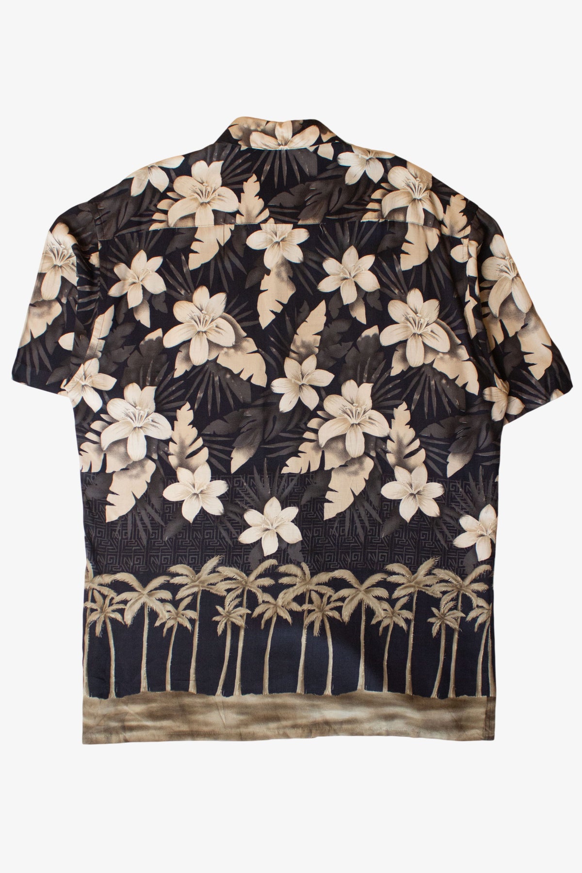 Vintage Black Hibiscus Button Up Shirt (1990s)