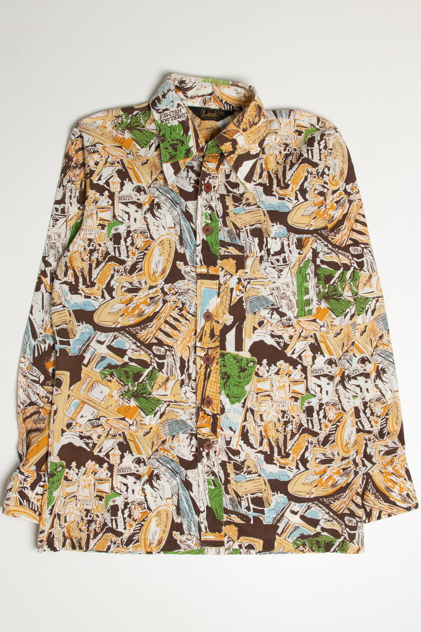 Vintage Sherlock Holmes Baker Street Lee Button Up Shirt