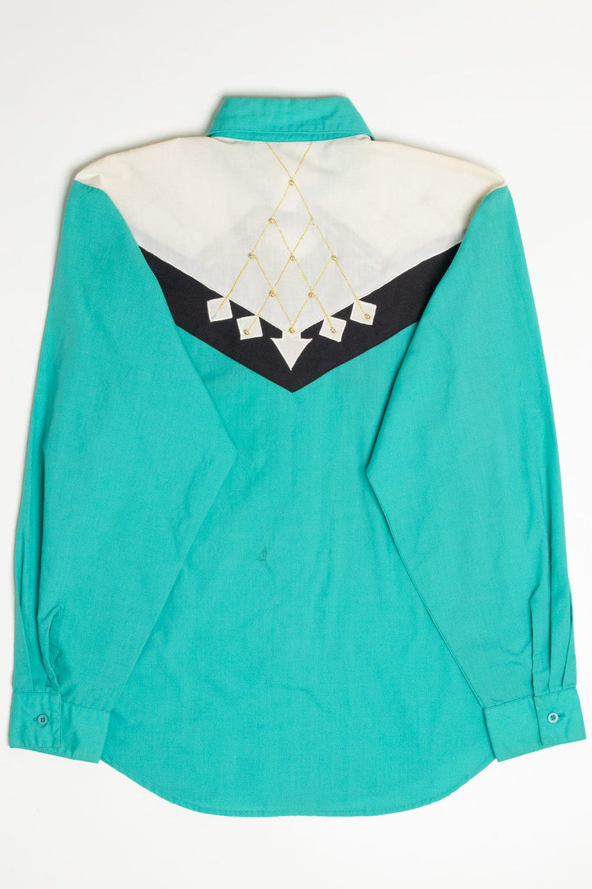 Vintage Teal Western Wrangler Button Up Shirt