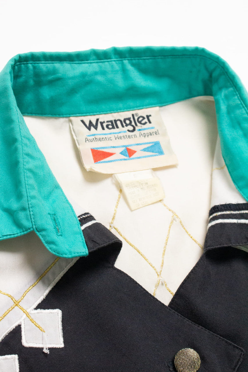 Vintage Teal Western Wrangler Button Up Shirt