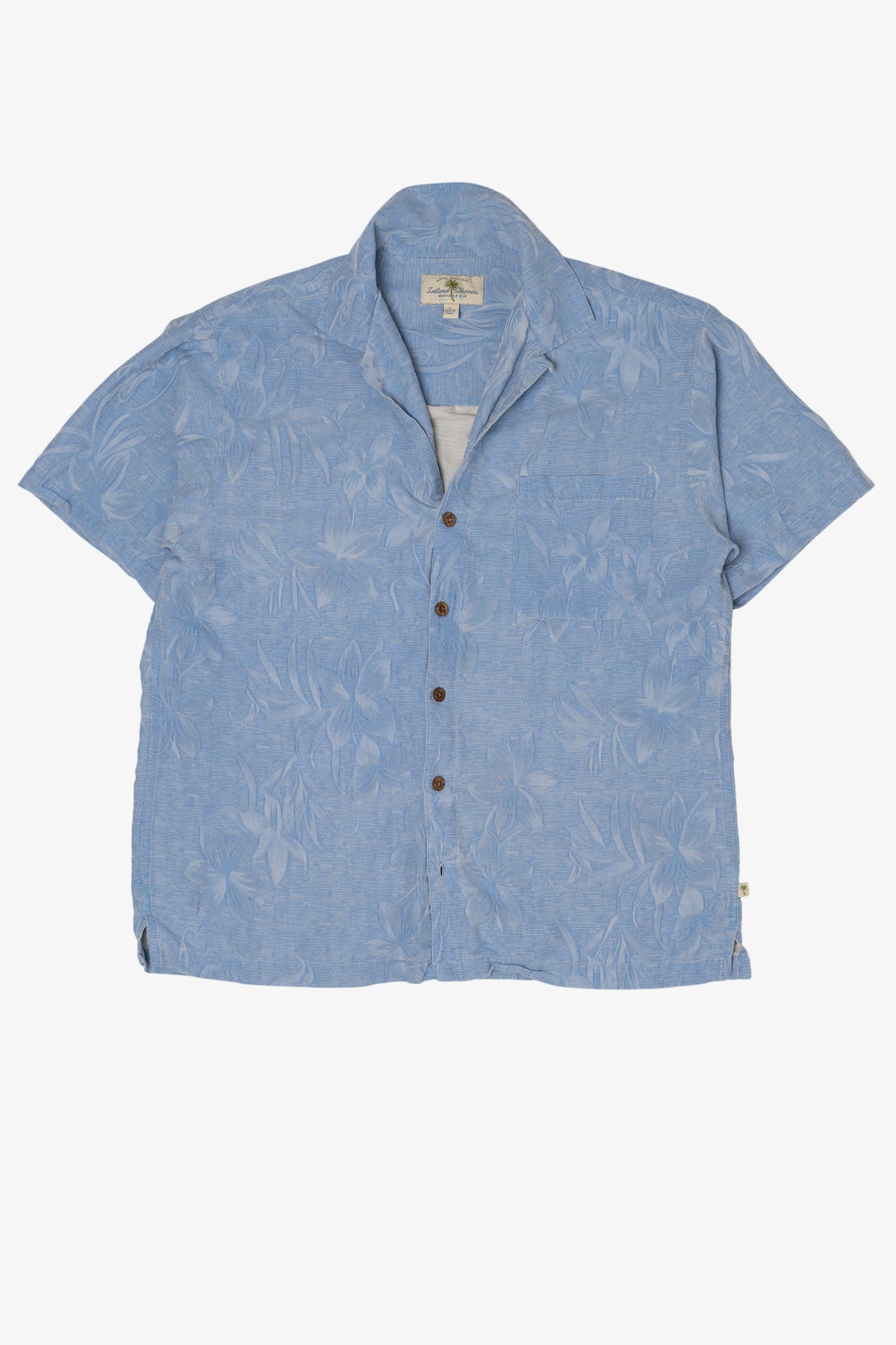 Vintage Light Blue Island Shares Hawaiian Button Up Shirt (2000s)
