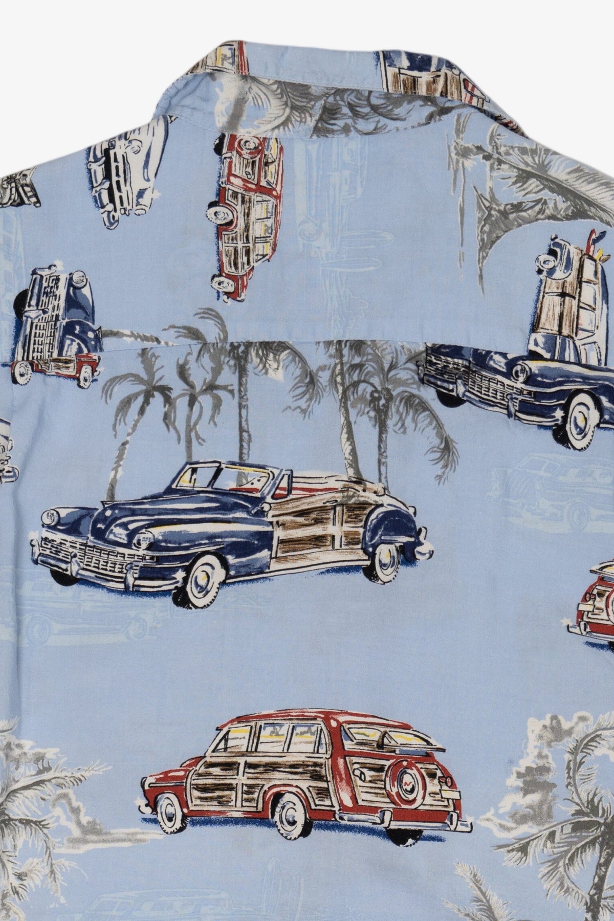 Light Blue Pineapple Connection Palm Trees And Trucks Hawaiian Button Up Shirt (2010s)