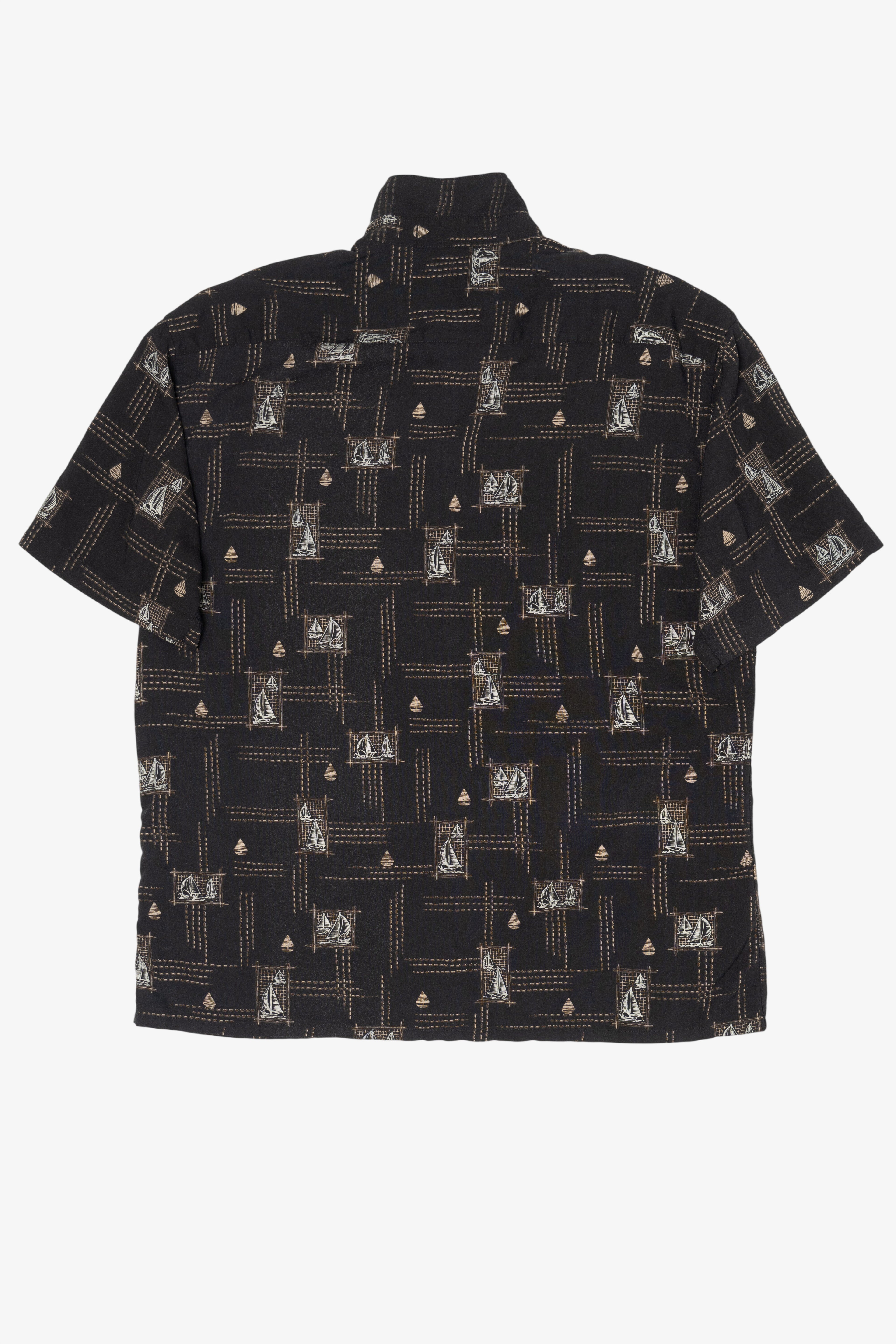 Black Moda Campia Sailboats Button Up Shirt (2000s)