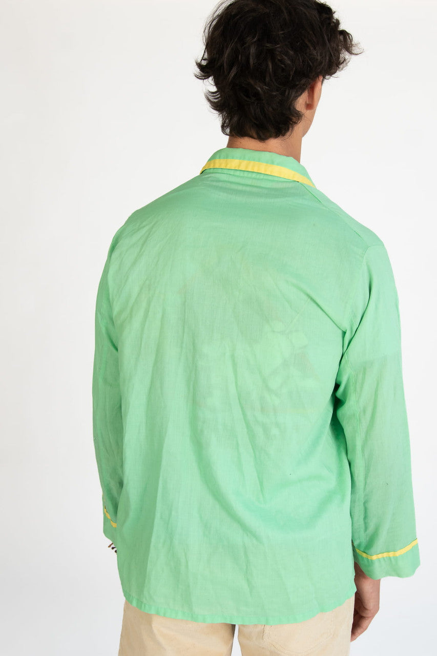 Vintage Mint Pajama Button Up Shirt (1970s)