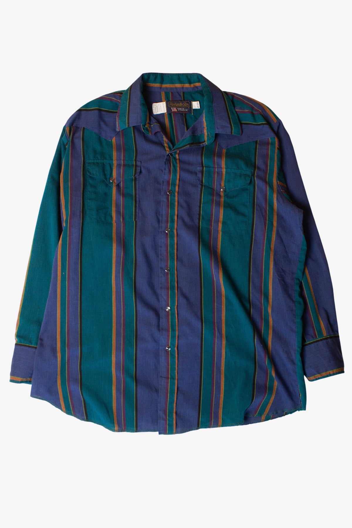 Vintage Striped Pearl Snap Button Up Shirt (1990s)