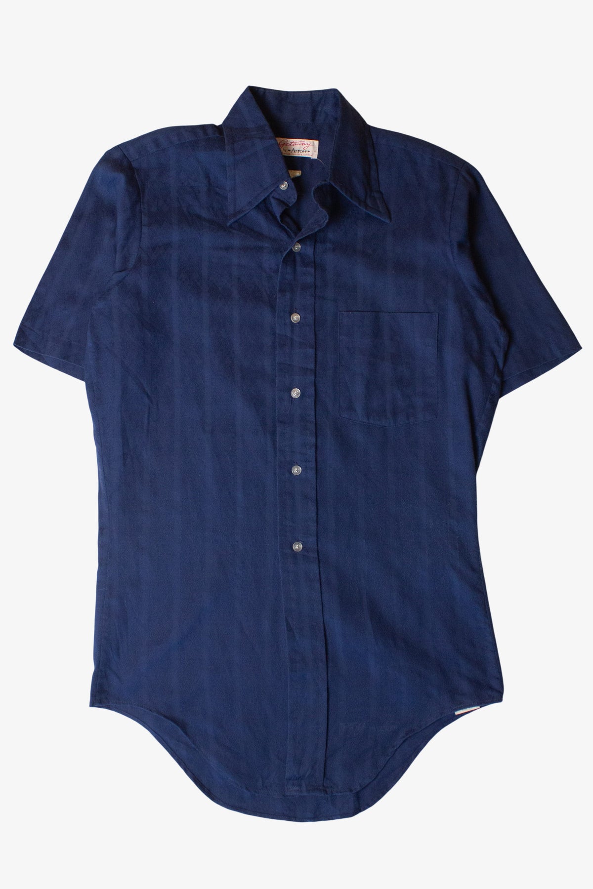 Vintage Navy Blue Short Sleeve Button Up Shirt (1960s)