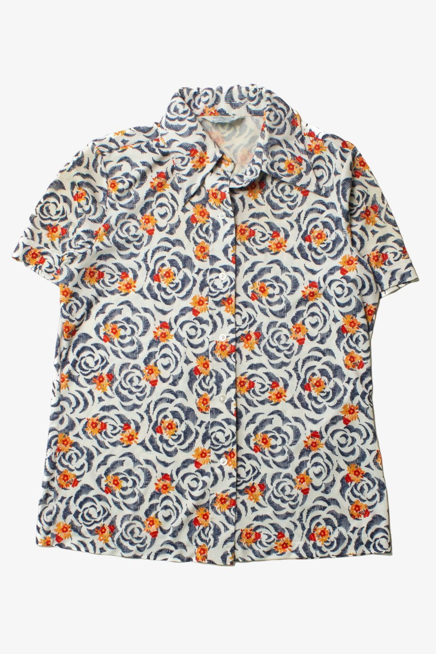 Vintage Polyester Floral Button Up Shirt (1970s)
