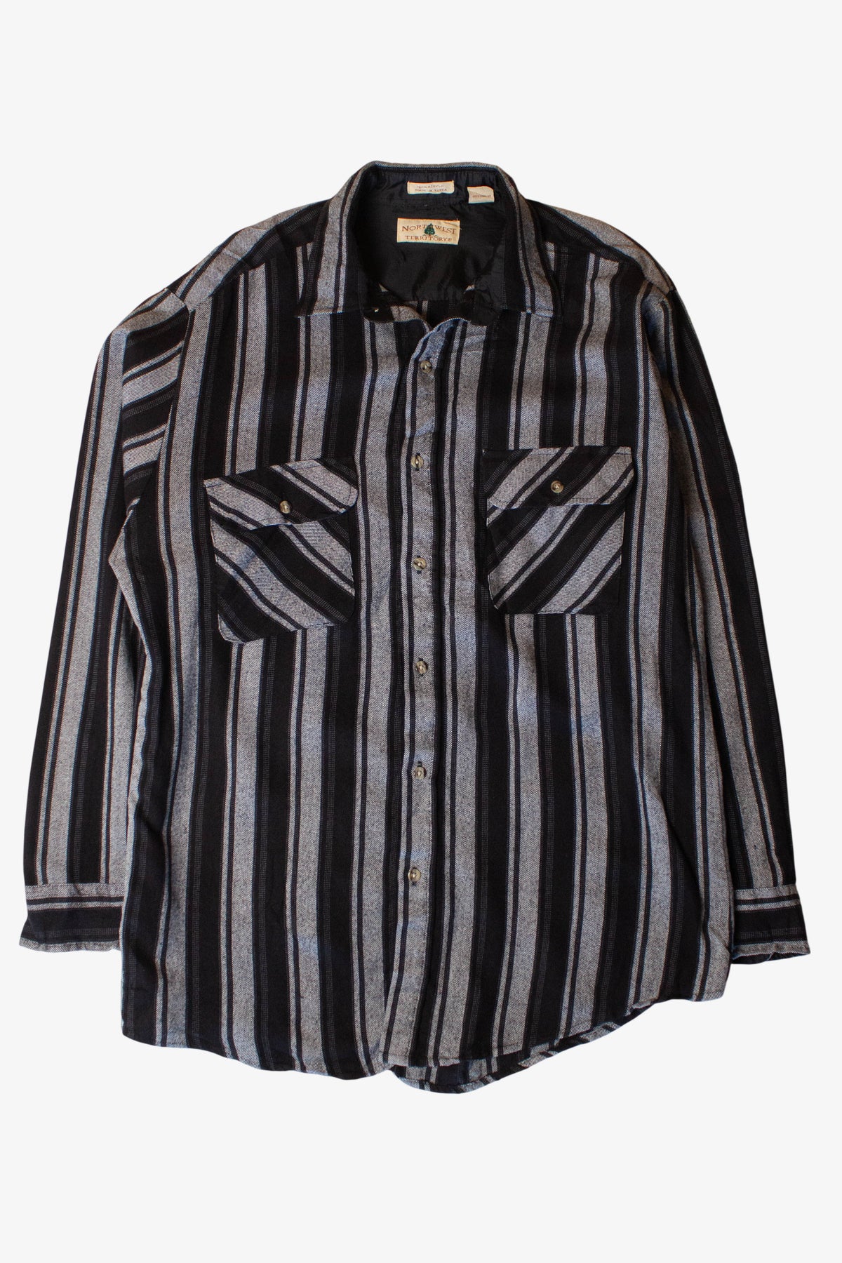 Vintage Black Striped Button Up Shirt (1990s)