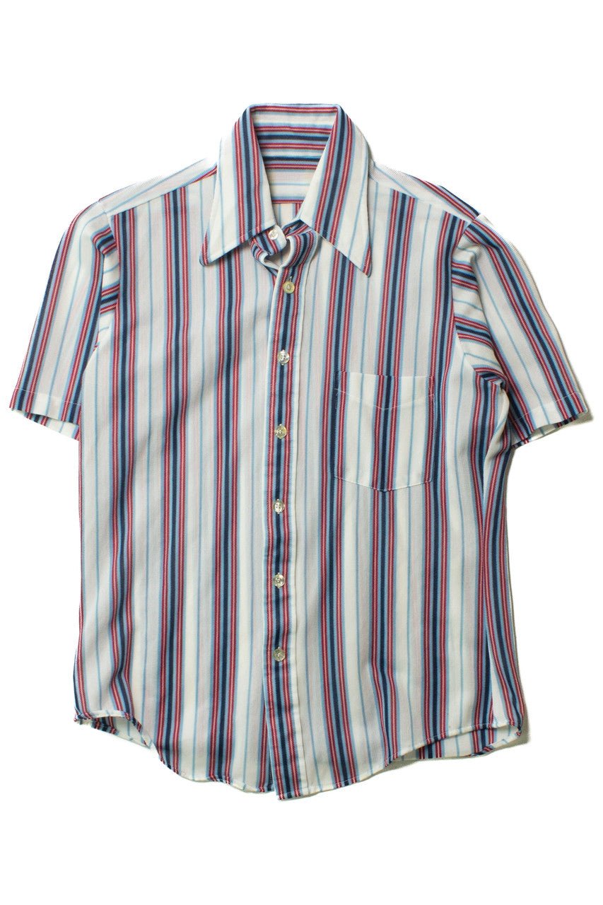 Vintage Red White & Blue Striped Button Up Shirt (1970s)