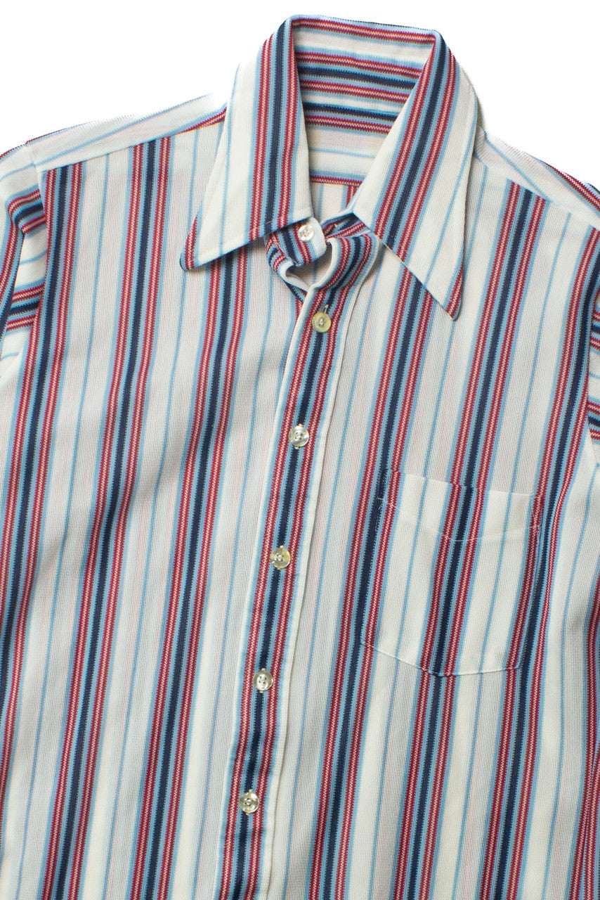Vintage Red White & Blue Striped Button Up Shirt (1970s)