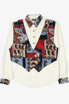 Vintage Paisley Built In Vest Rough Rider Button Up Shirt