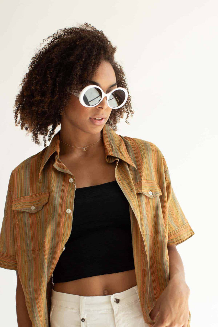 Olive Multicolor Button Up Shirt
