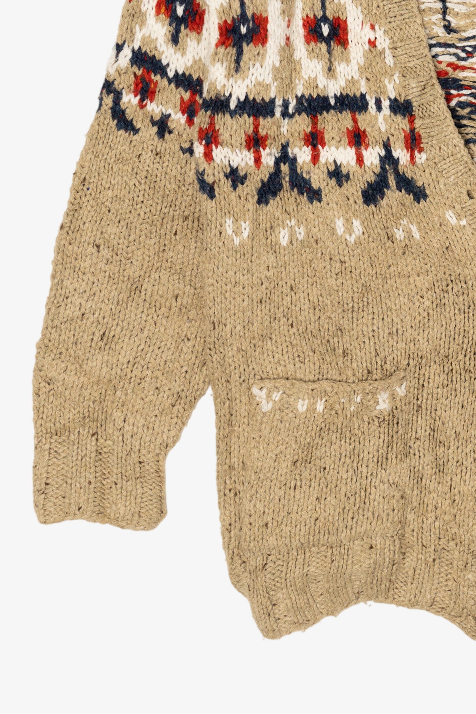 Vintage Hand Knit Beige Lizwear Cardigan Sweater (1990s)