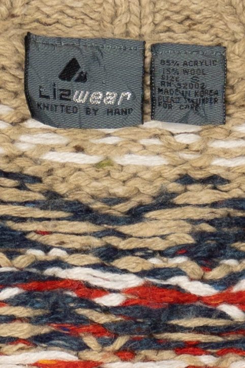 Vintage Hand Knit Beige Lizwear Cardigan Sweater (1990s)
