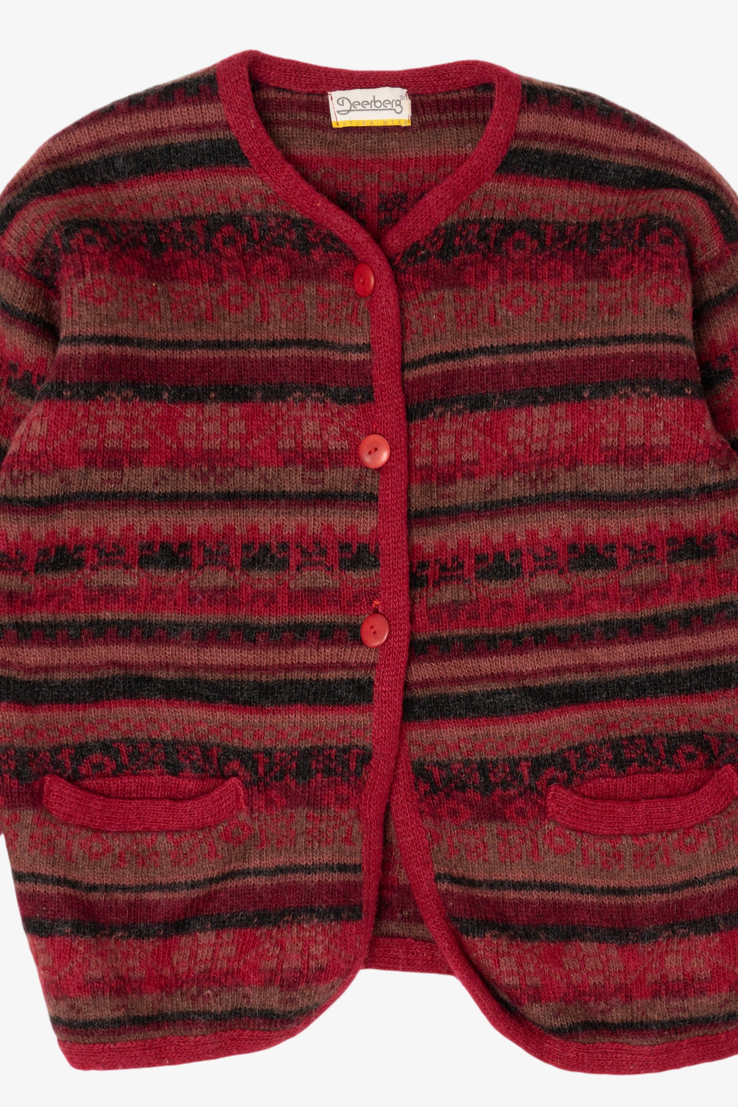 Vintage Red Deerberg Cardigan Sweater (1990s)