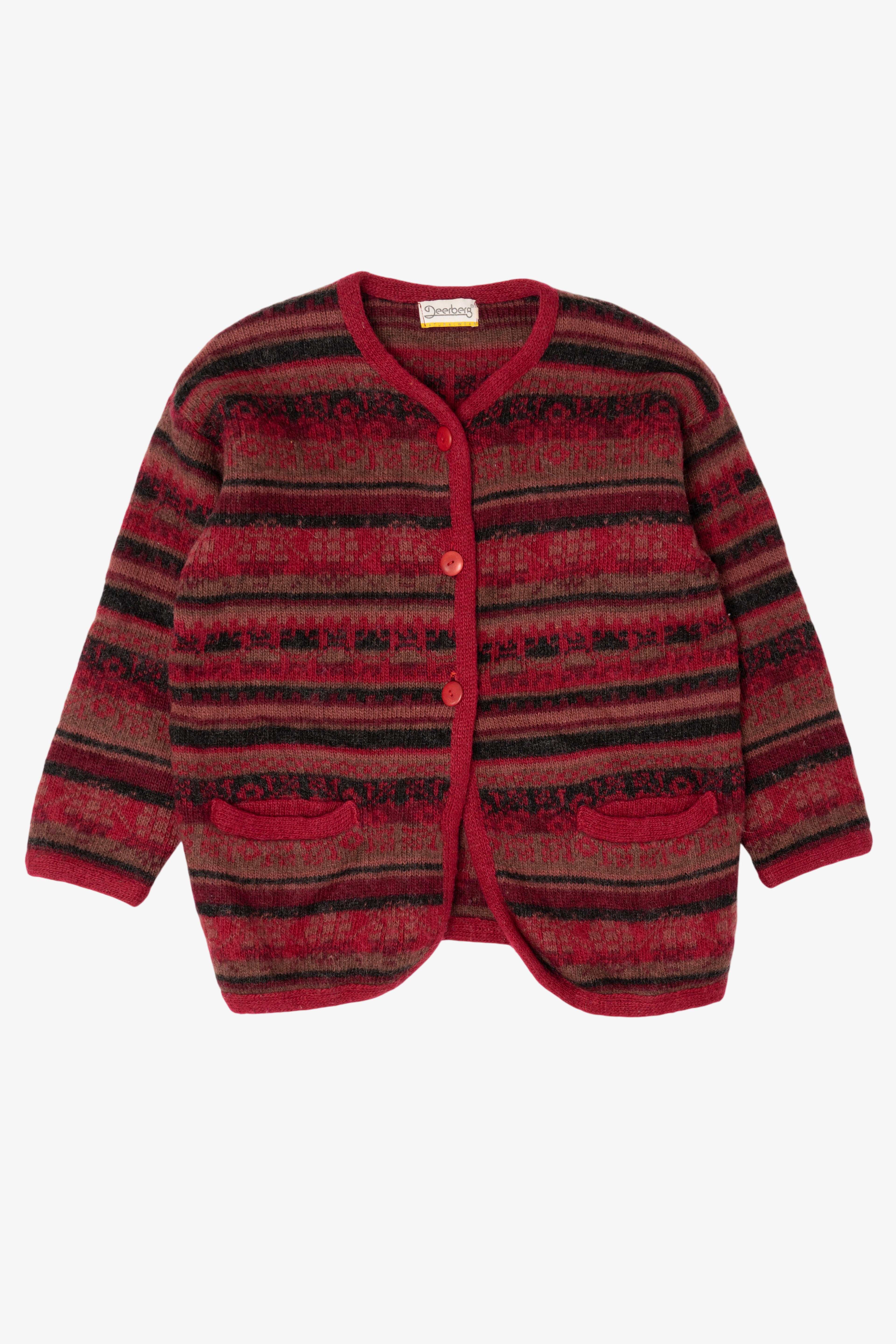 Vintage Red Deerberg Cardigan Sweater (1990s)