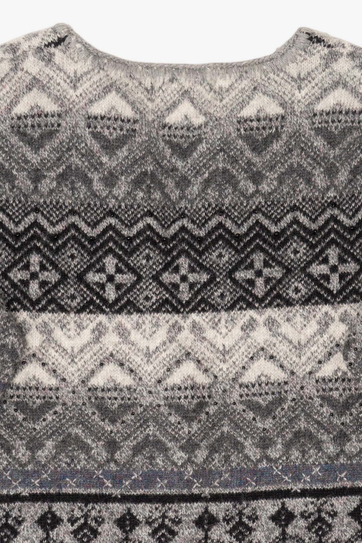 Vintage Hand Embroidered Gray Northern Isles Cardigan Sweater (1990s)