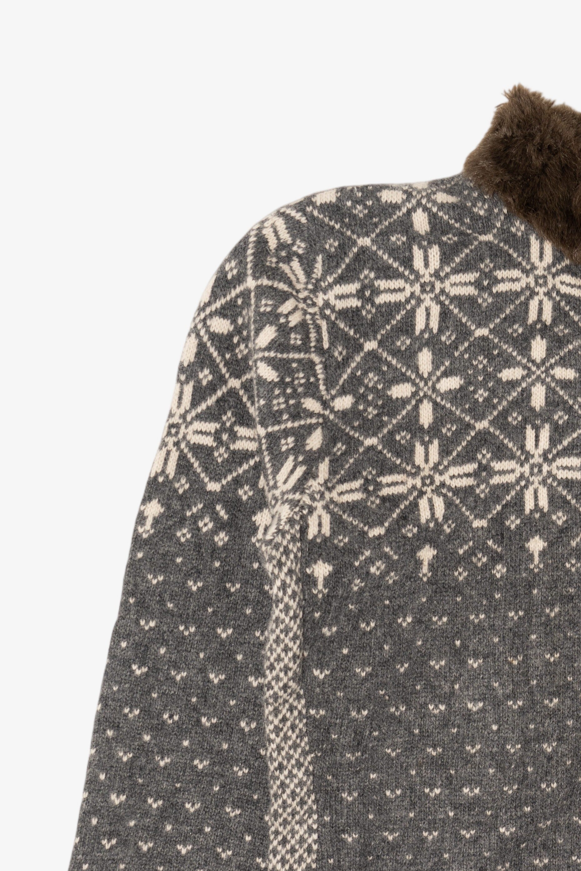 Vintage Dark Gray Maurices Fair Isle Cardigan (1990s)