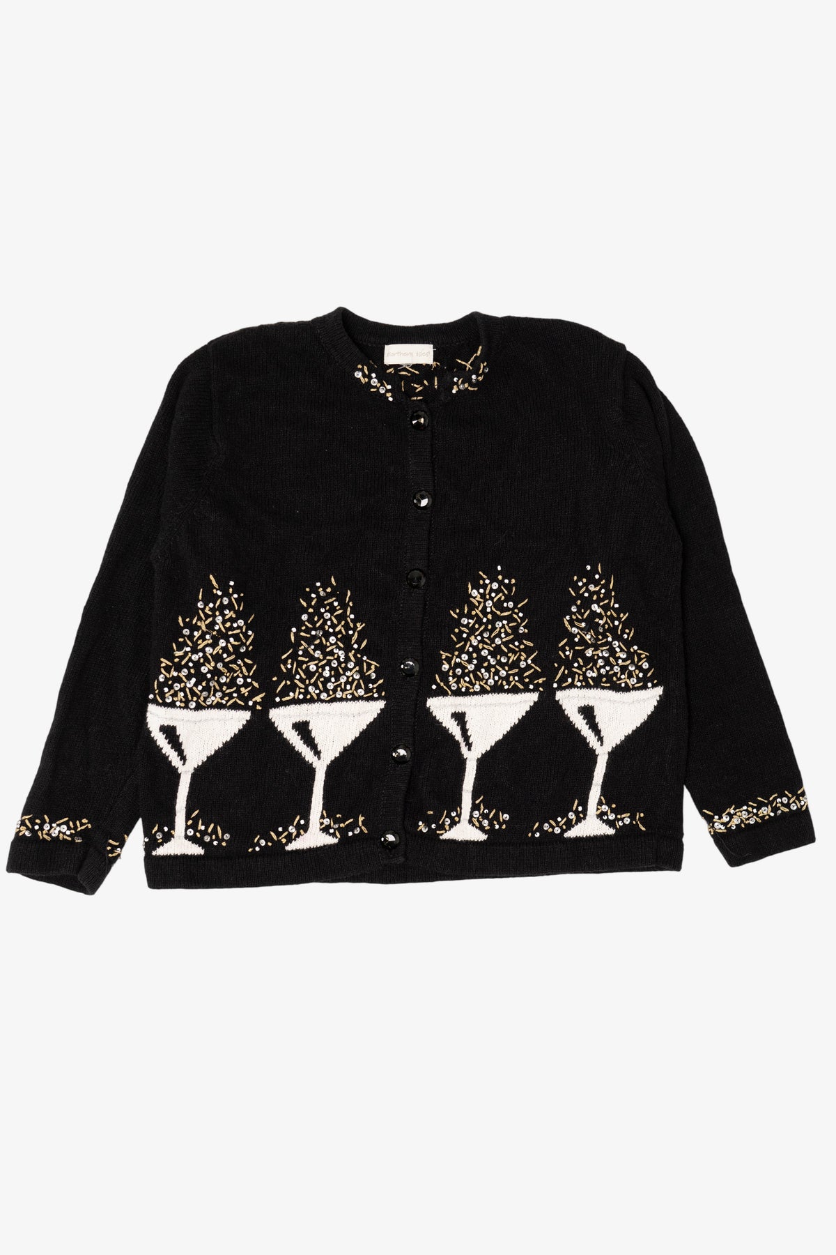 Vintage Black Northern Isles Martini Glasses Sweater (1990s)