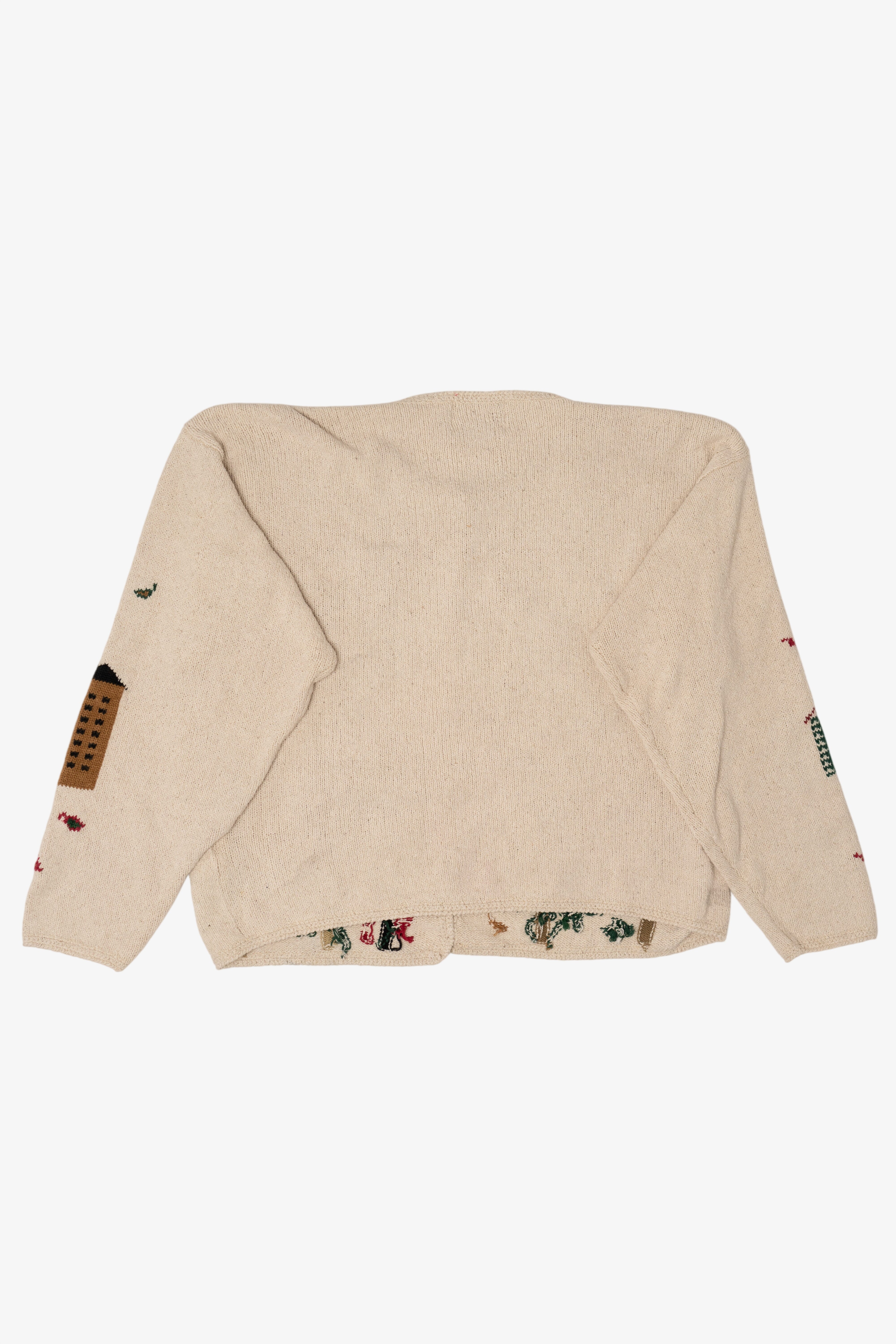 Vintage Beige Woolrich Birdhouses Cardigan Sweater (1990s)