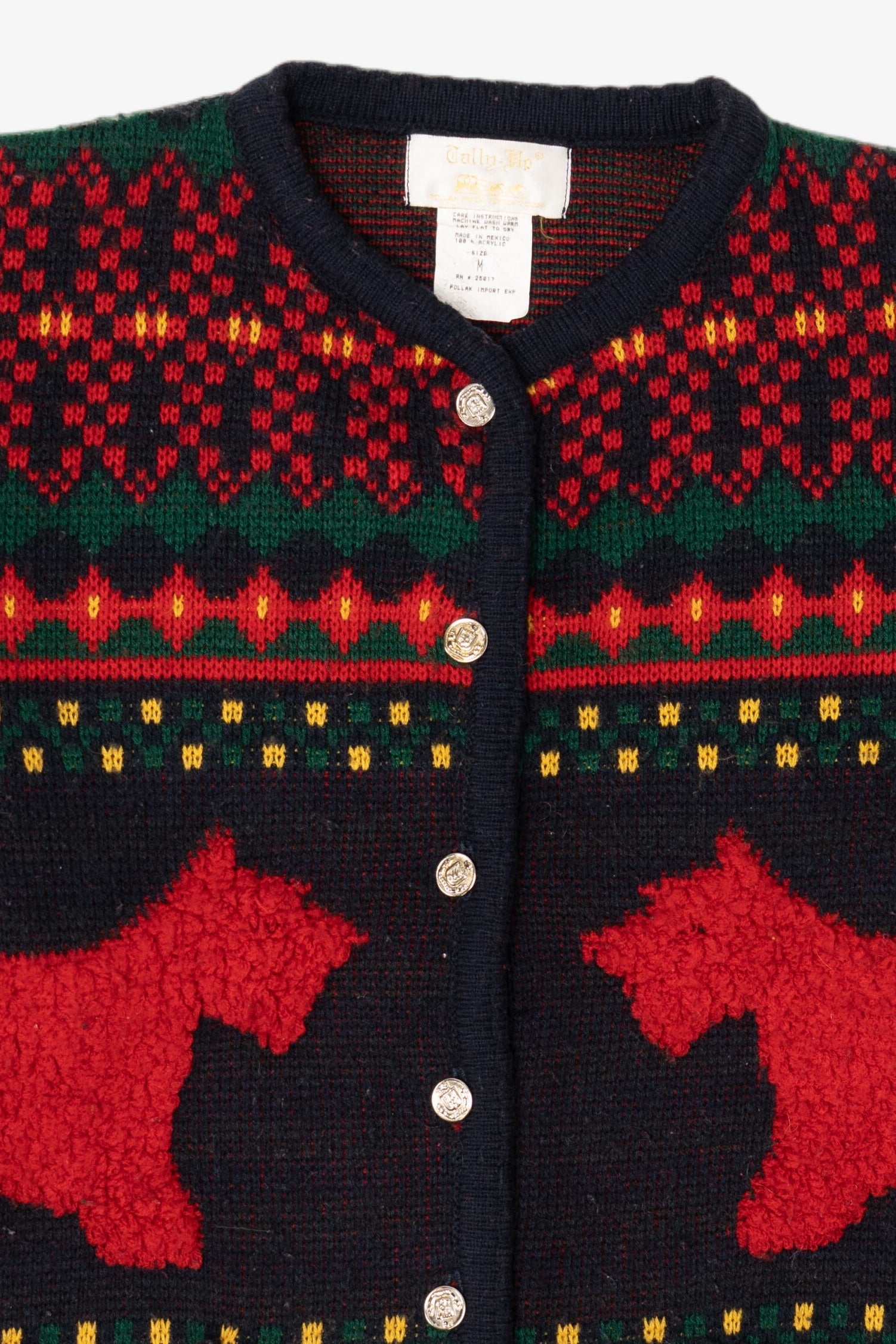 Vintage Red Tally-Ho Scottie Dogs Cardigan Sweater (1980s)