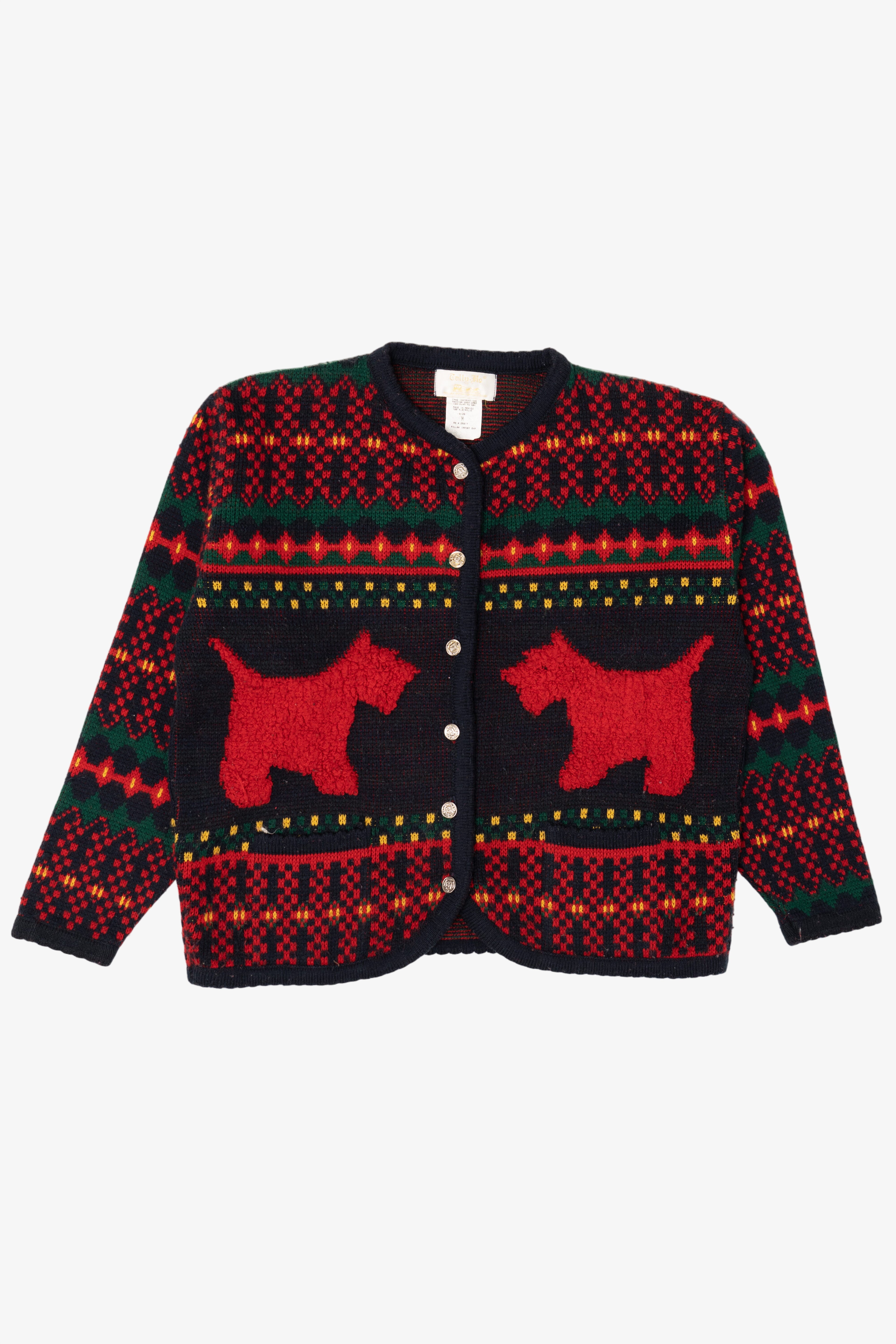 Vintage Red Tally-Ho Scottie Dogs Cardigan Sweater (1980s)