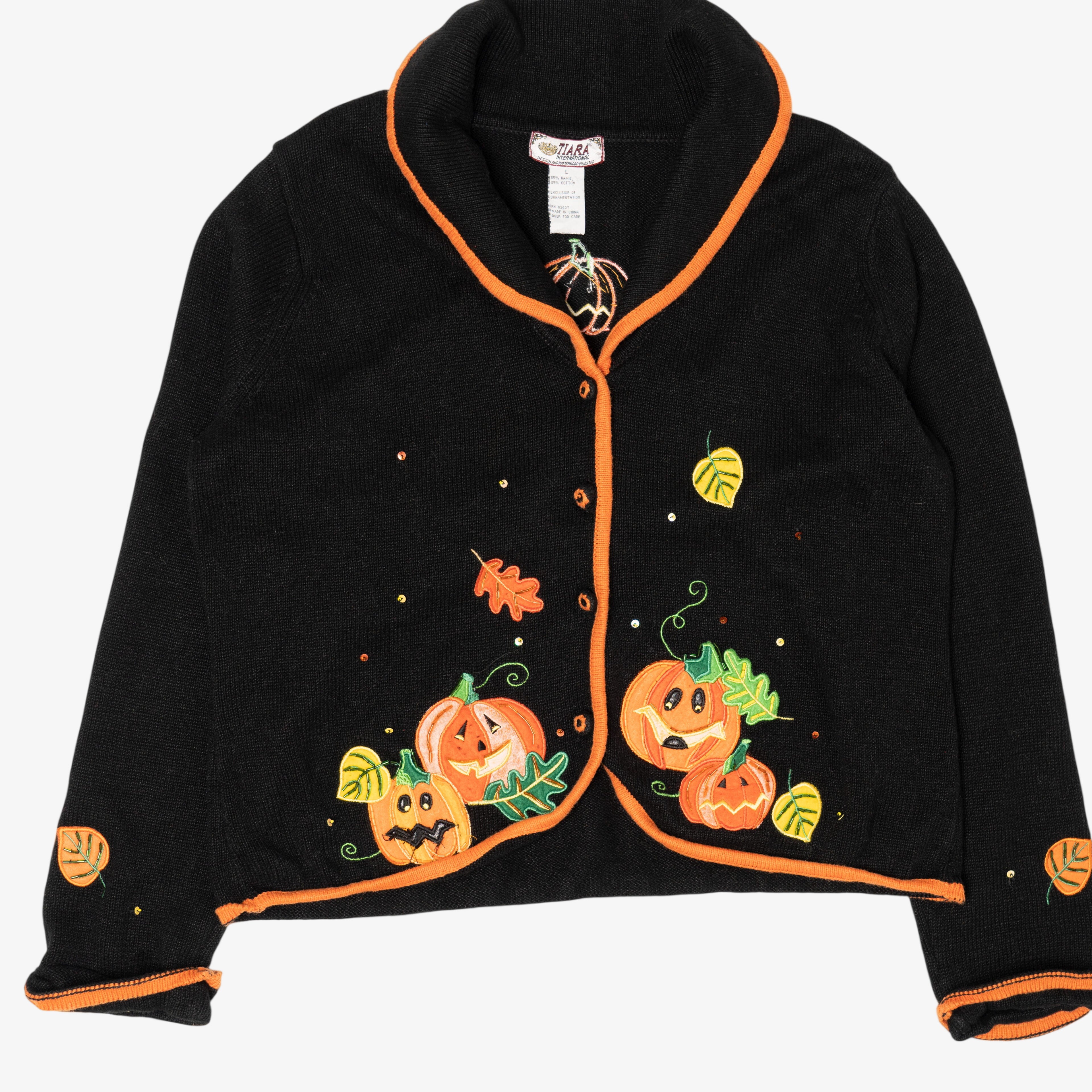 Vintage Tiara Pumpkins Halloween Autumn Sweater (1990s)