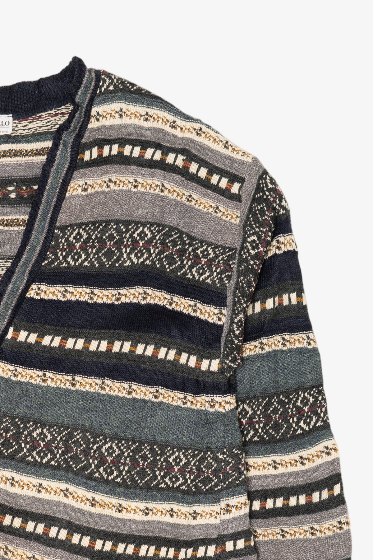 Vintage Gray Striped Porto Bello Cardigan Sweater (1990s)