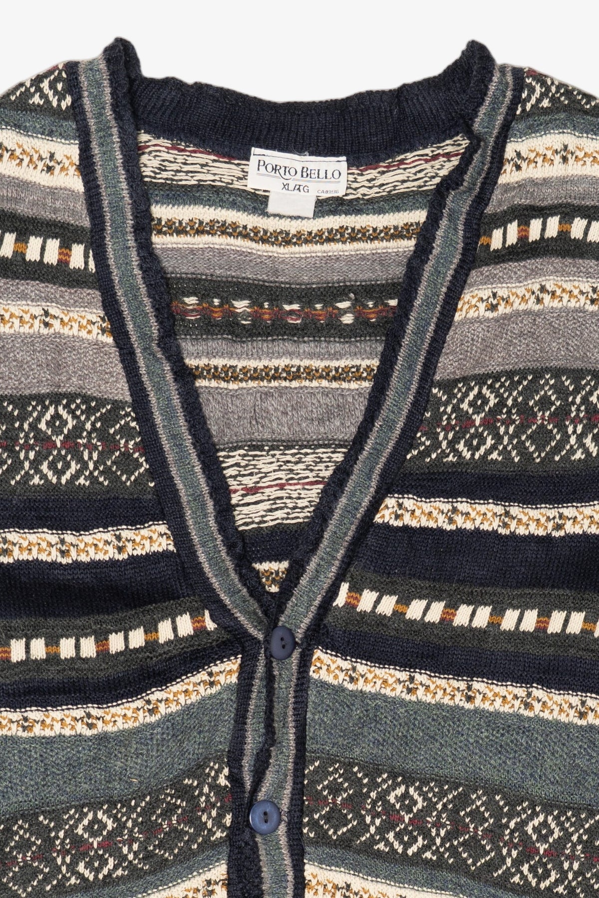 Vintage Gray Striped Porto Bello Cardigan Sweater (1990s)