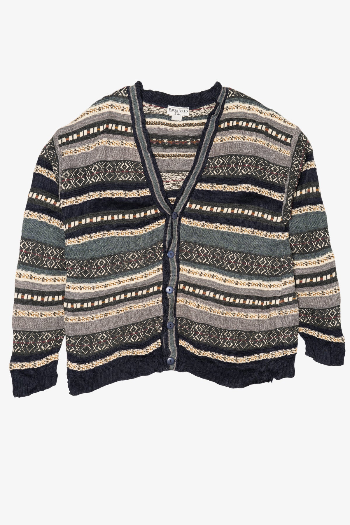 Vintage Gray Striped Porto Bello Cardigan Sweater (1990s)