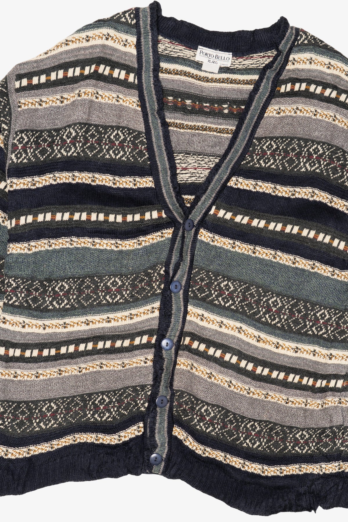 Vintage Gray Striped Porto Bello Cardigan Sweater (1990s)