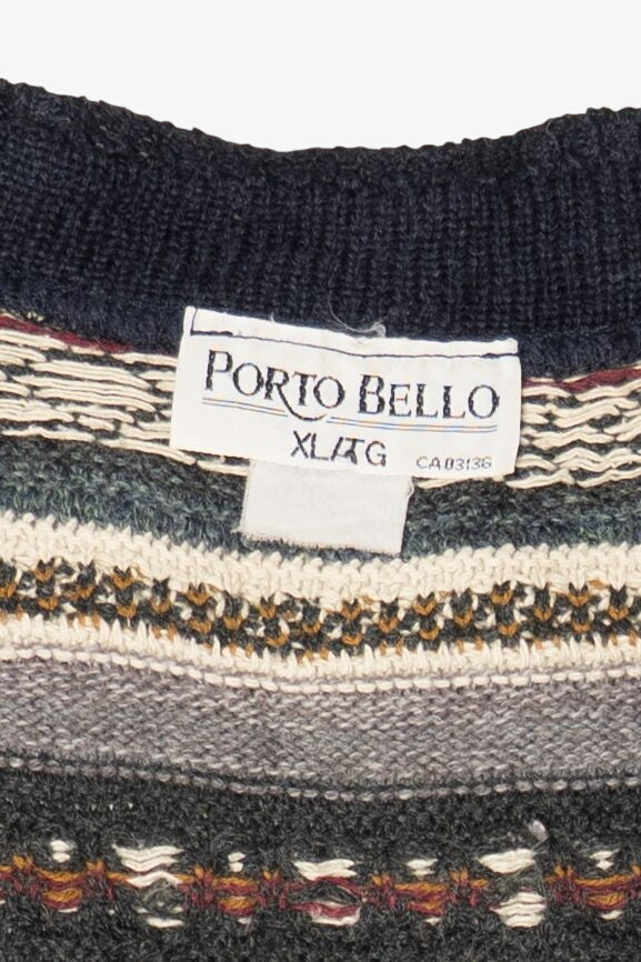 Vintage Gray Striped Porto Bello Cardigan Sweater (1990s)