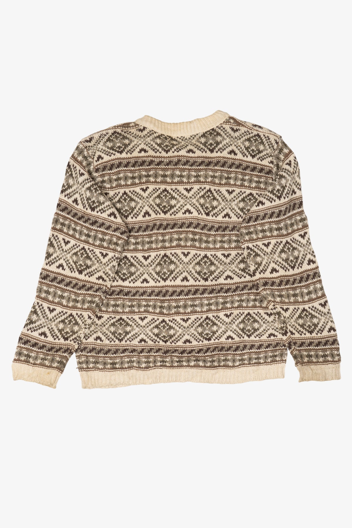 Vintage Beige Alps Geometric Fair Isle Cardigan Sweater (1990s)