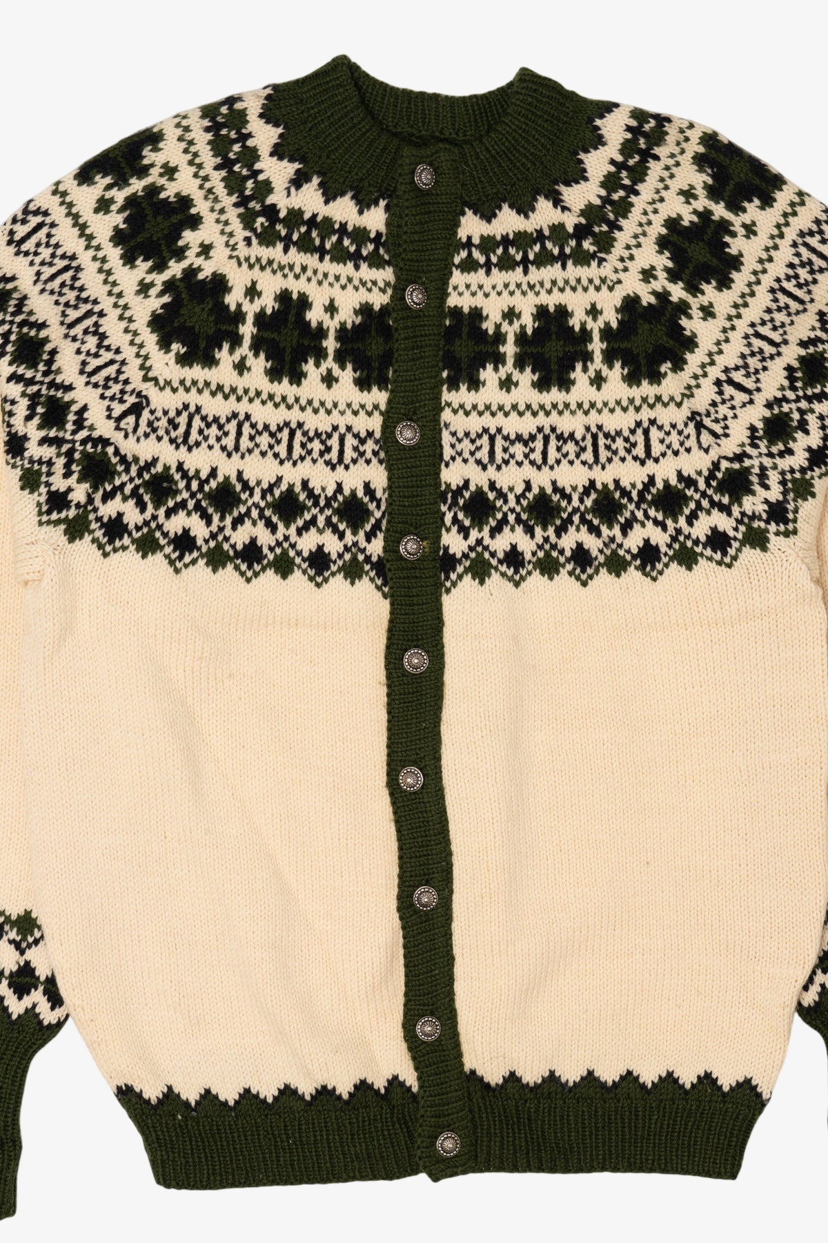 Vintage Ivory Fair Isle Cardigan Sweater (1990s)