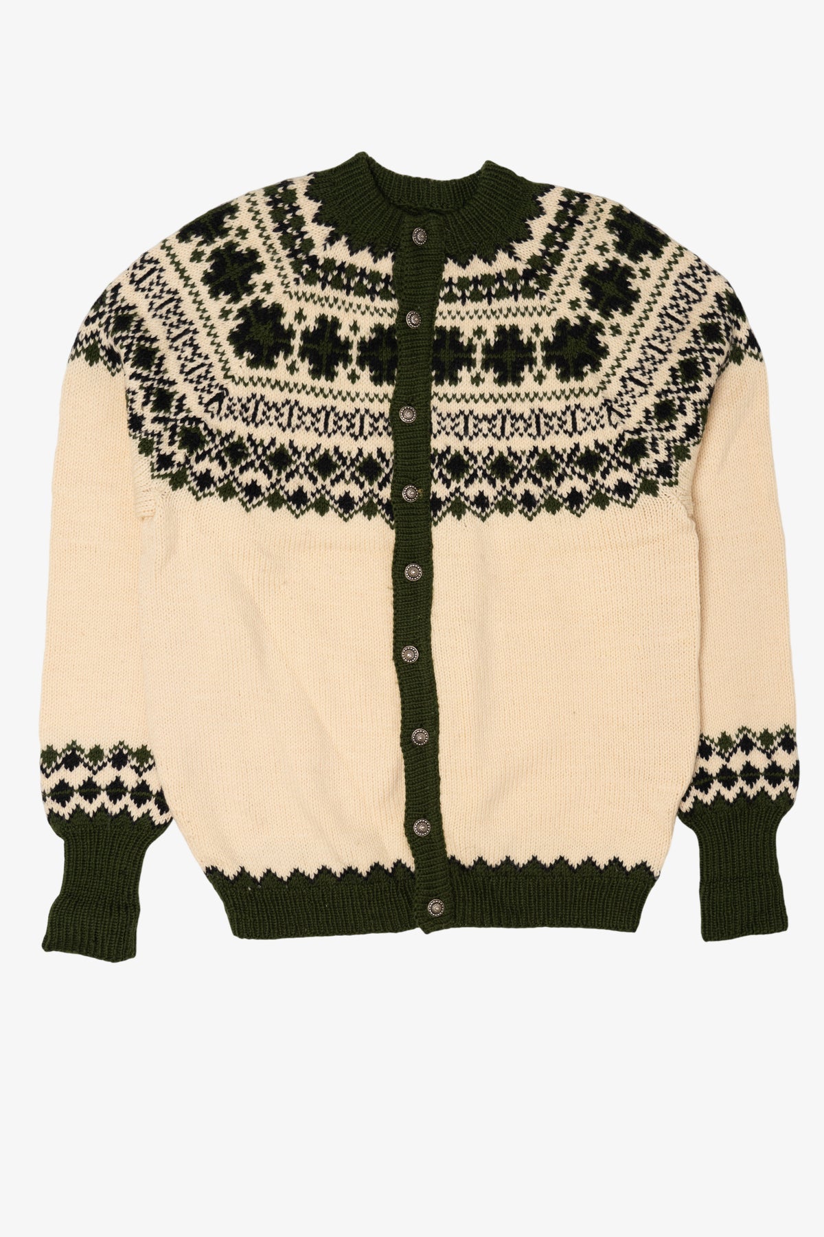 Vintage Ivory Fair Isle Cardigan Sweater (1990s)