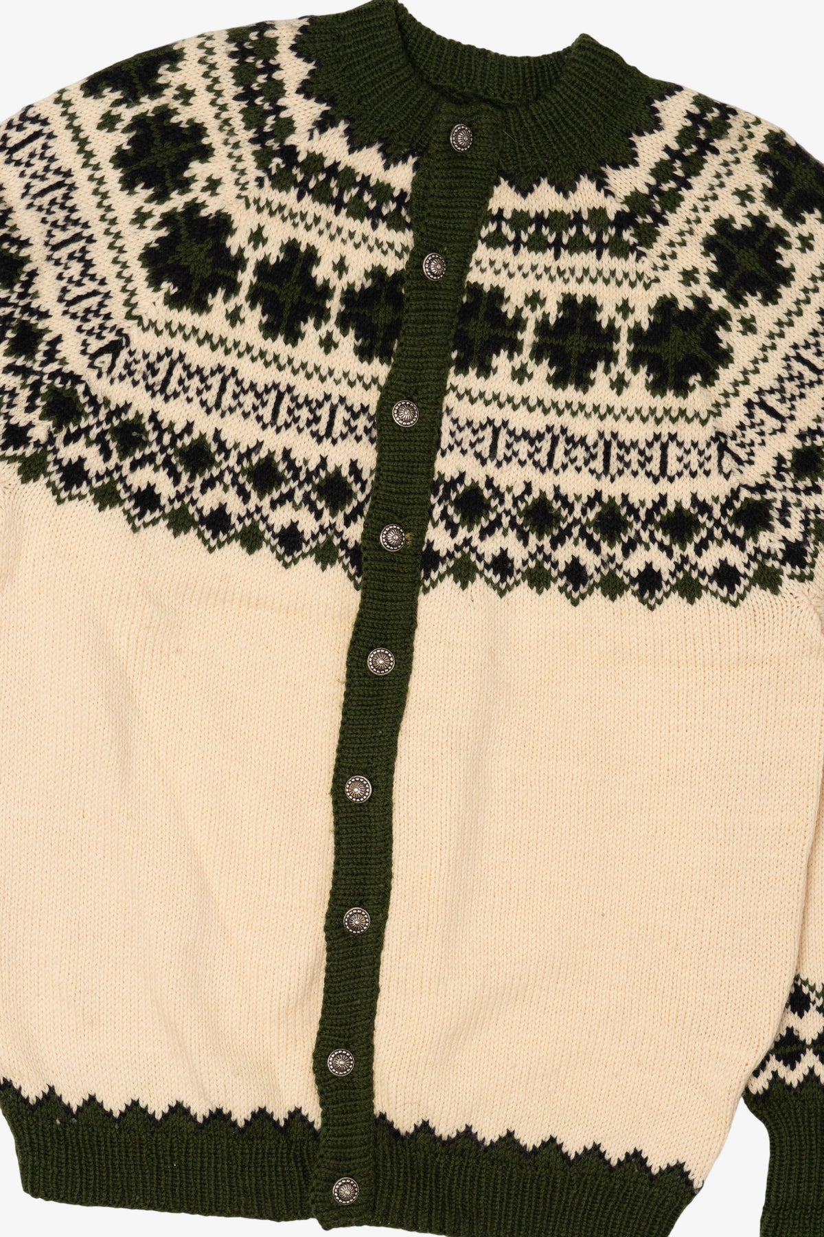 Vintage Ivory Fair Isle Cardigan Sweater (1990s)