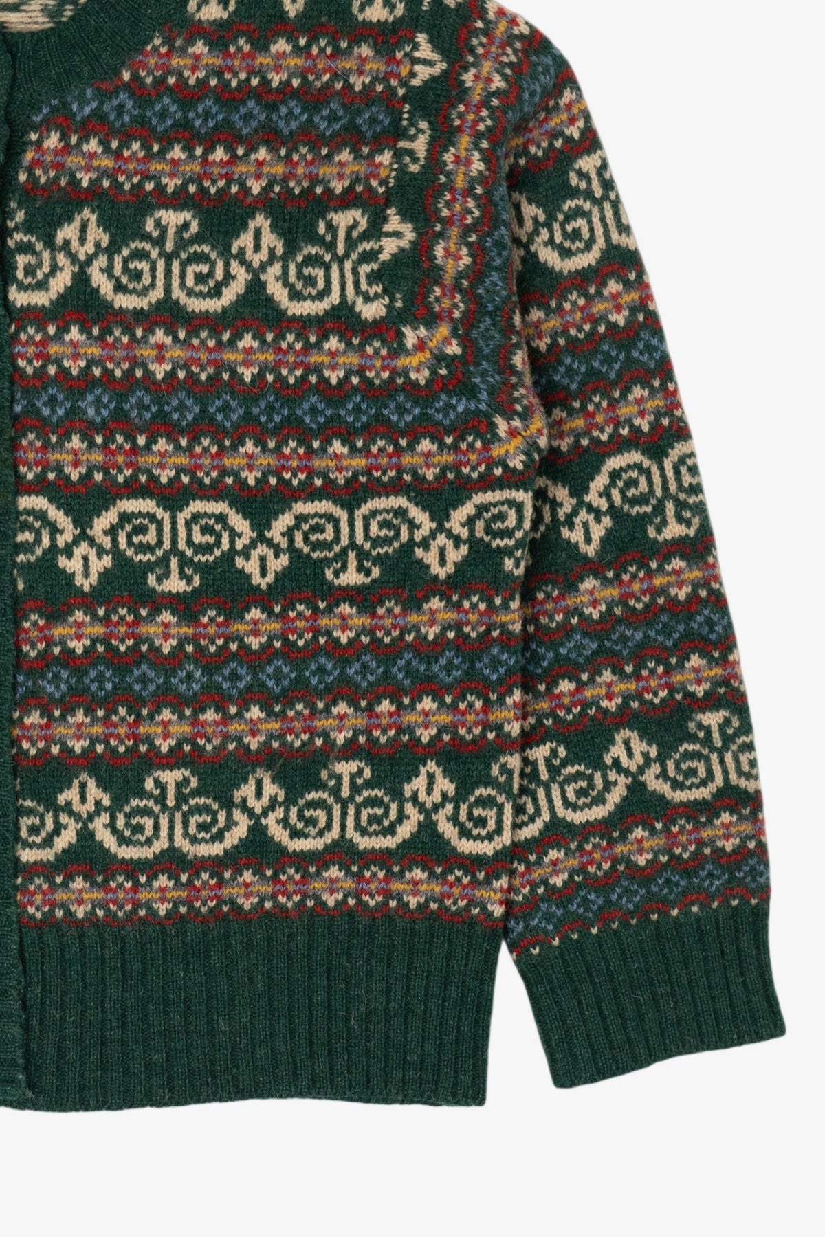 Vintage Green Rosanna Fair Isle Cardigan Sweater (1980s)