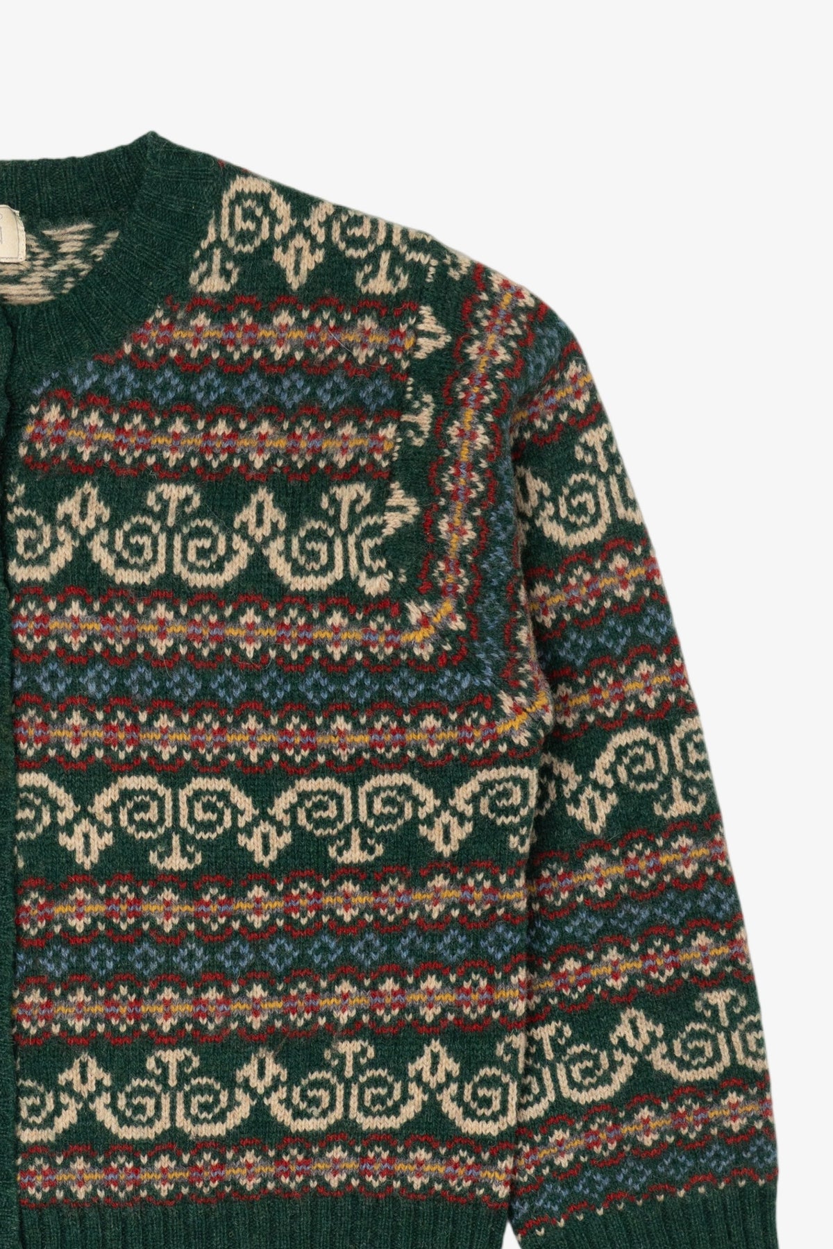 Vintage Green Rosanna Fair Isle Cardigan Sweater (1980s)